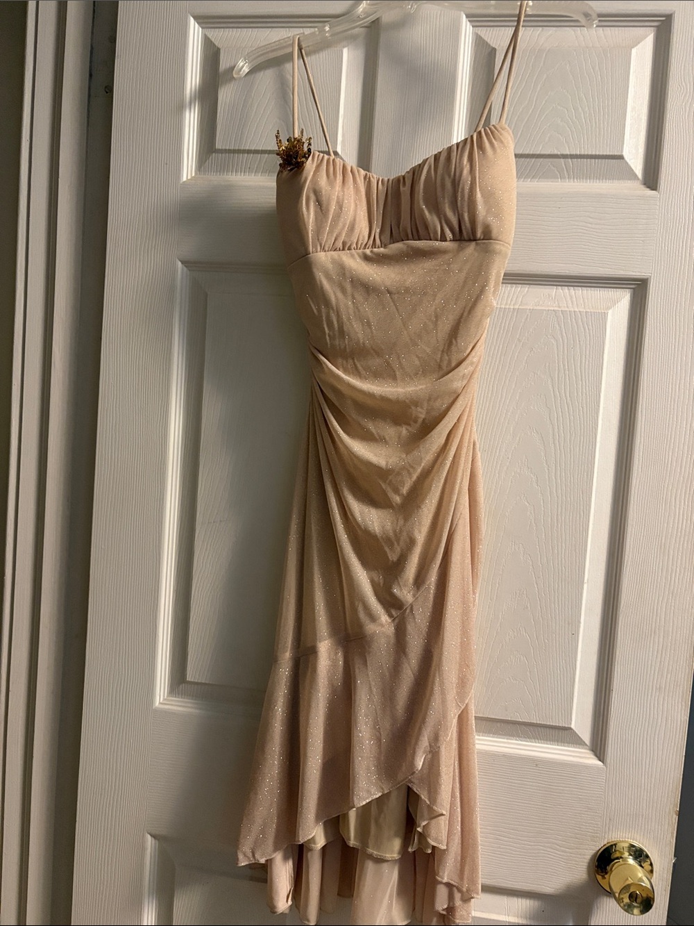 Ruby Rox Blush Glitter High-Low Spaghetti Strap Dress